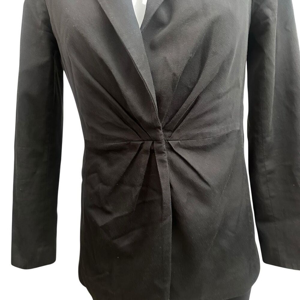 Rebecca Taylor Black Notched Collar Pleated Ruched Front Blazer Jacket sz 2 - Picture 3 of 10